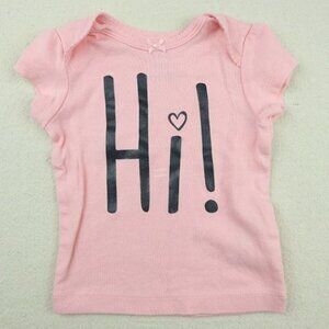 Baby Carters T Shirt 3 Month Girls Infant Top Pastel Pink Hi! Glitter Heart 3M